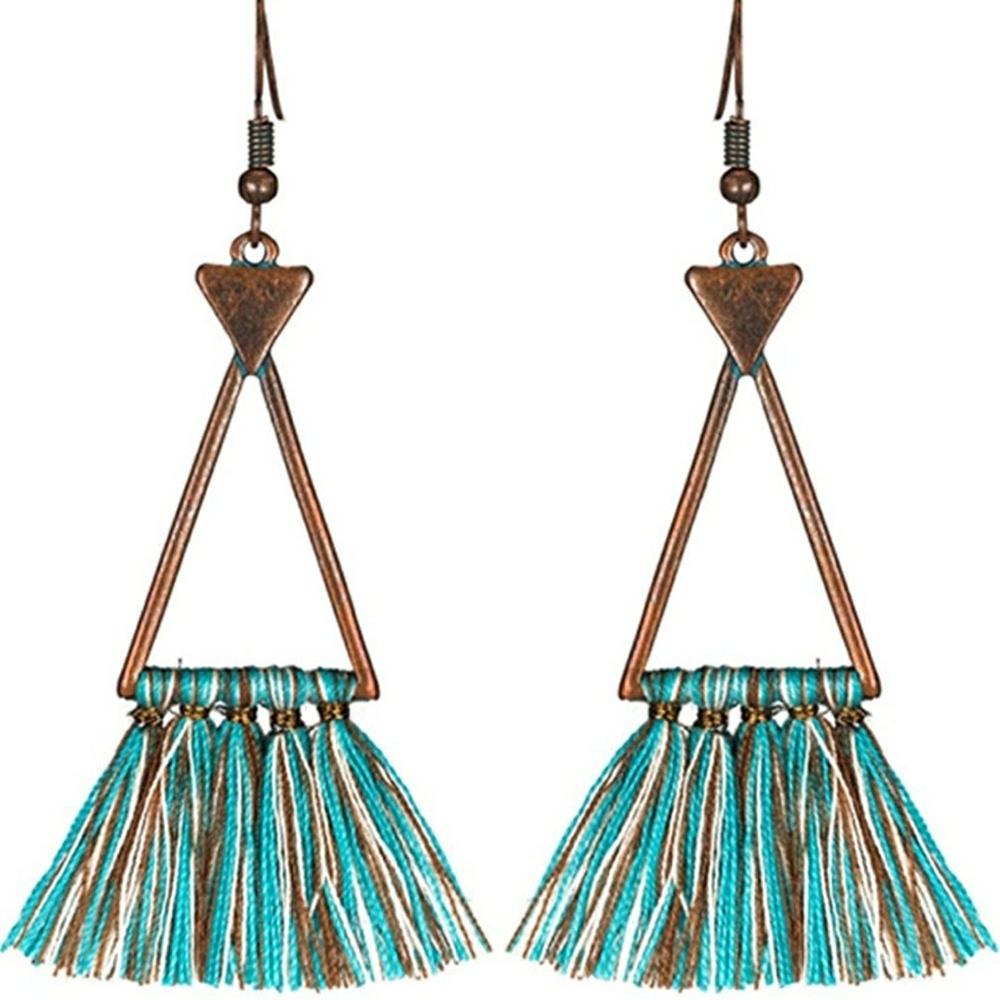 Vintage Hollow Triangle Tassel Earrings